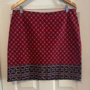 Talbots printed pencil skirt blue red size 14P